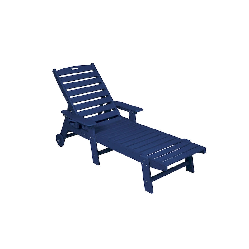 Chaise longue d'extérieur texturée bois, transat surdimensionné, chaise longue de patio avec roues et porte-gobelet