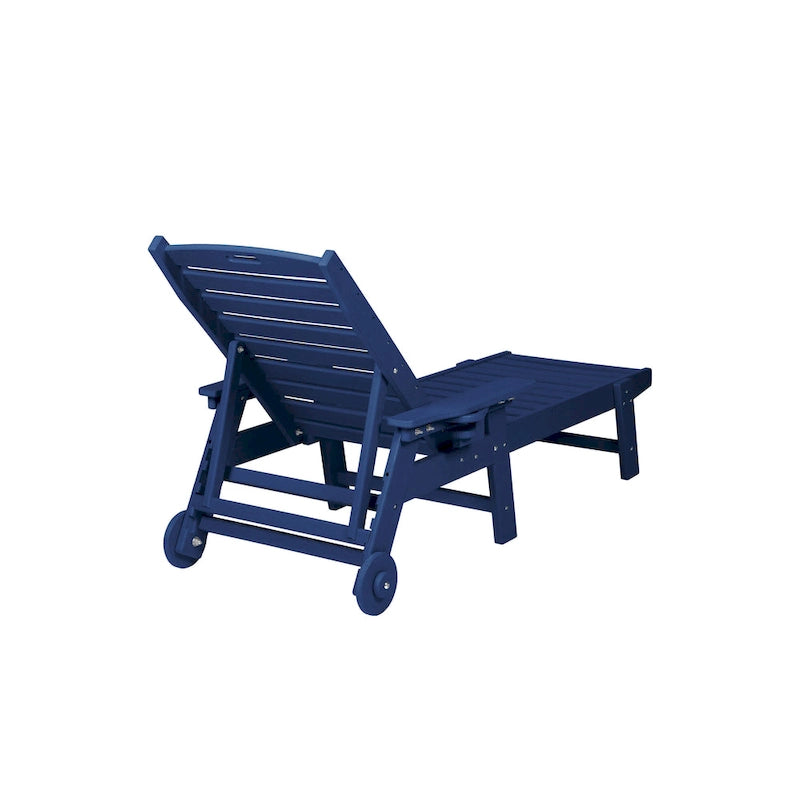 Chaise longue d'extérieur texturée bois, transat surdimensionné, chaise longue de patio avec roues et porte-gobelet