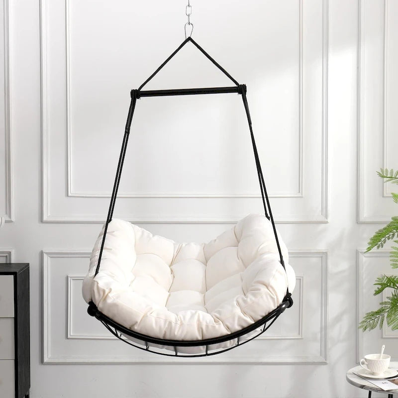 Chaise-hamac suspendue avec coussin pour patio, chambre et cour.