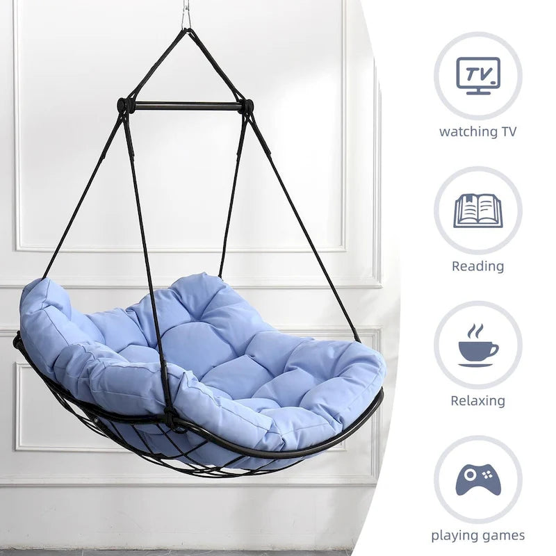 Chaise-hamac suspendue avec coussin pour patio, chambre et cour.