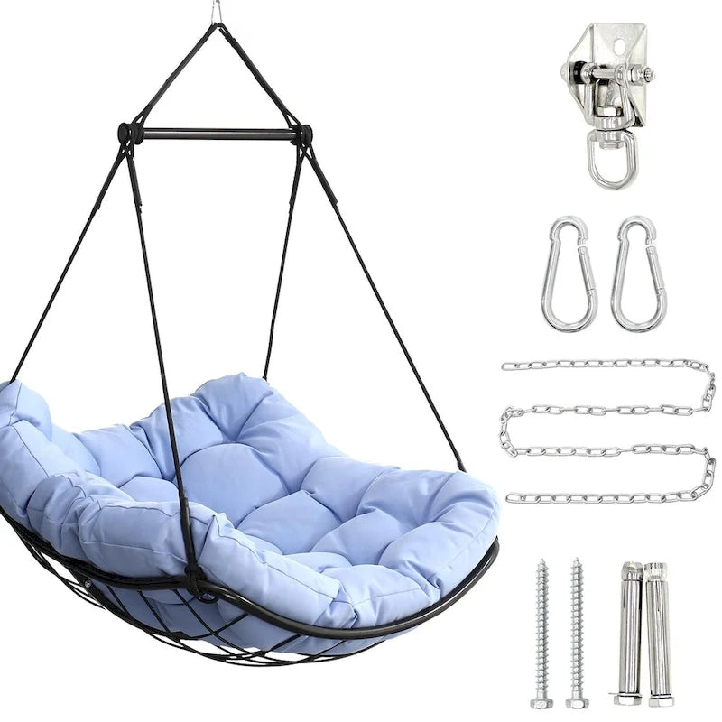 Chaise-hamac suspendue avec coussin pour patio, chambre et cour.