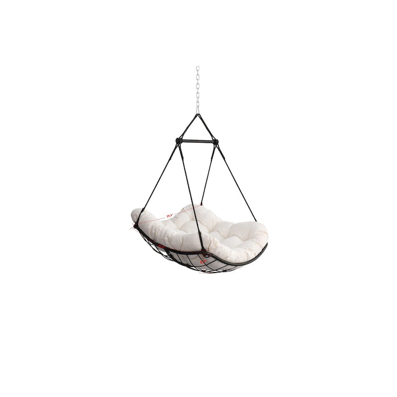 Chaise-hamac suspendue avec coussin pour patio, chambre et cour.