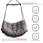 Chaise-hamac suspendue avec coussin pour patio, chambre et cour.