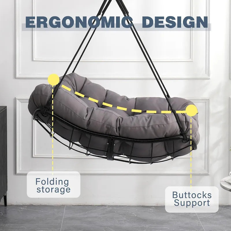 Chaise-hamac suspendue avec coussin pour patio, chambre et cour.