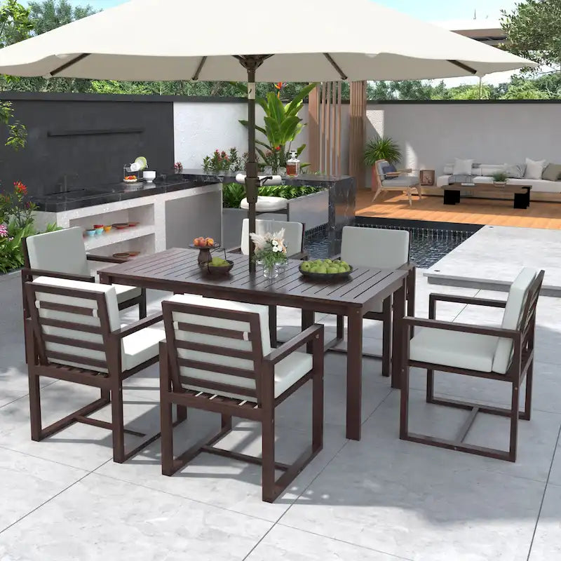 Patio Dining Set Outdoor Dining Table and Chair Set with and Removable Cushions