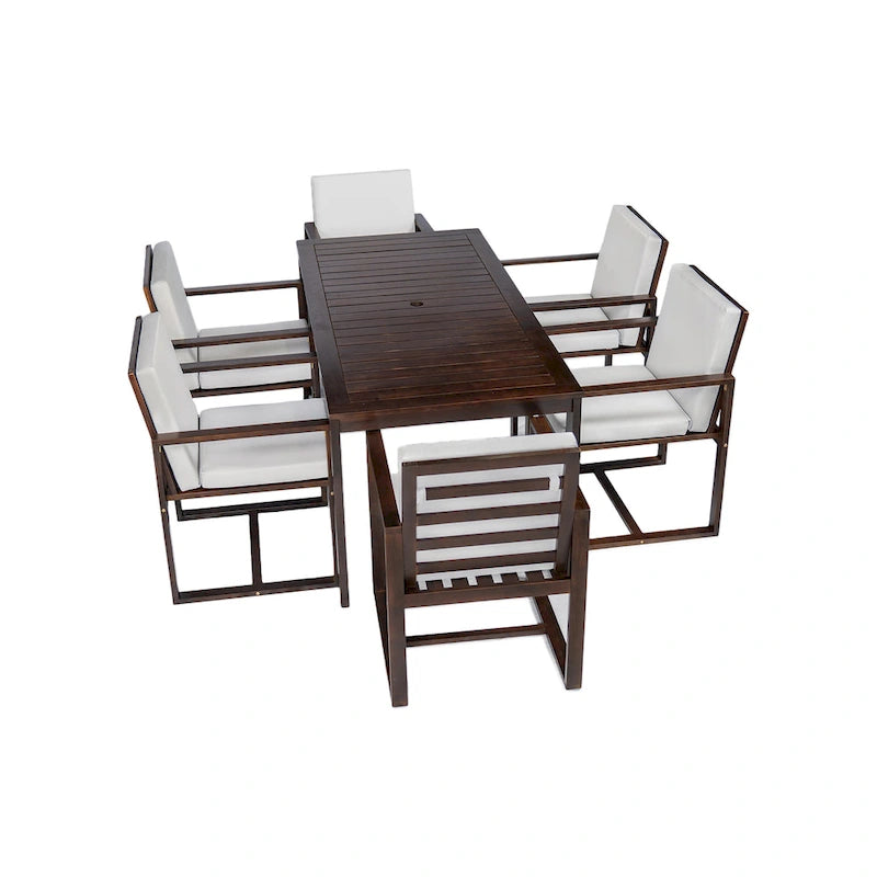 Ensemble de salle à manger d'extérieur pour patio avec table et chaises et coussins amovibles