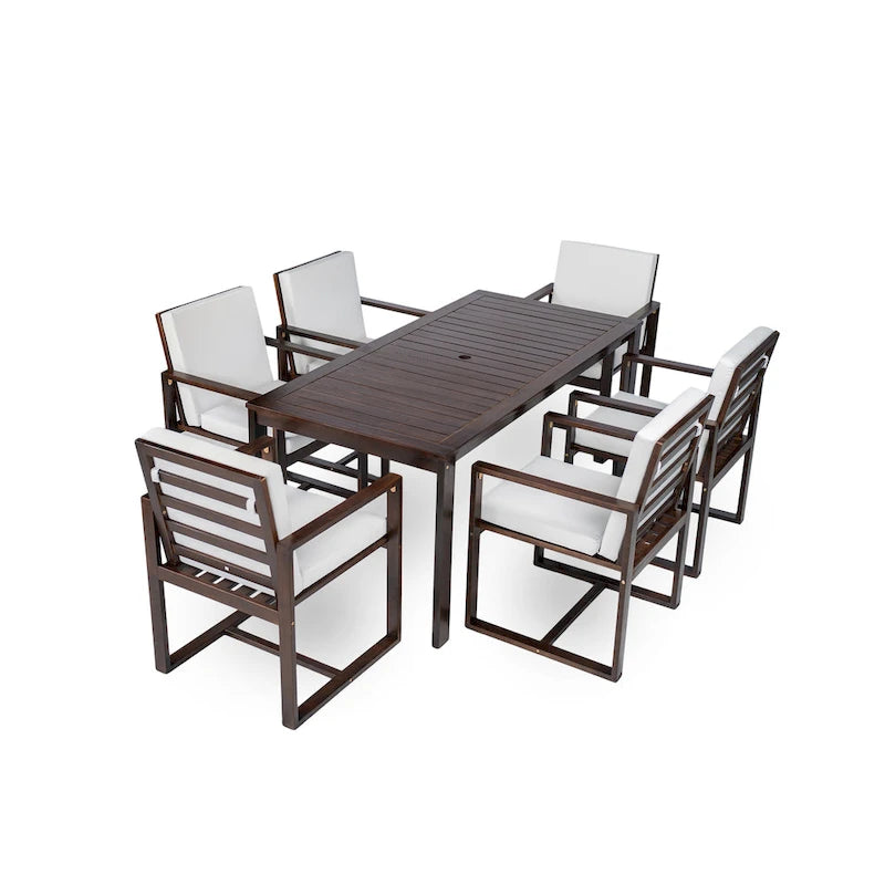 Ensemble de salle à manger d'extérieur pour patio avec table et chaises et coussins amovibles