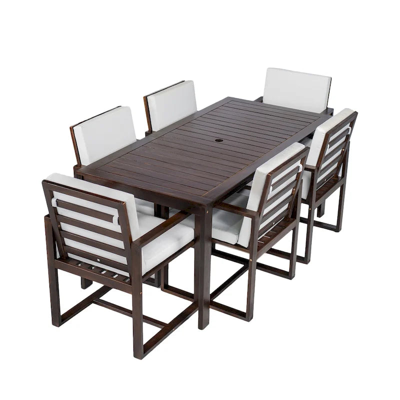 Ensemble de salle à manger d'extérieur pour patio avec table et chaises et coussins amovibles