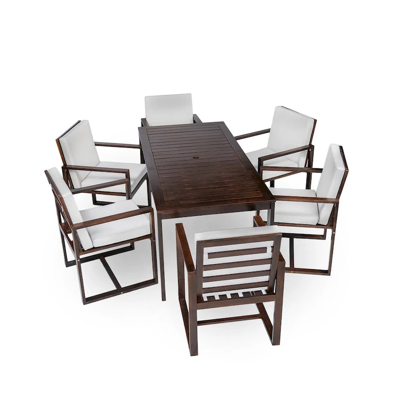 Ensemble de salle à manger d'extérieur pour patio avec table et chaises et coussins amovibles