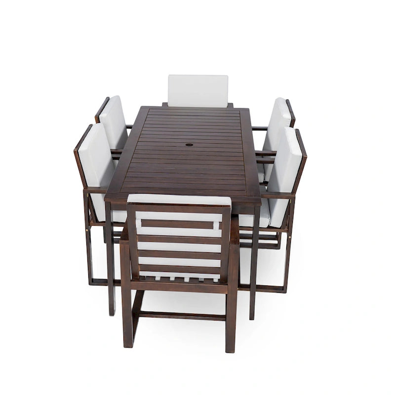 Ensemble de salle à manger d'extérieur pour patio avec table et chaises et coussins amovibles