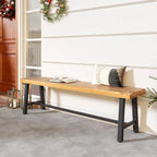Costway 63 Long Outdoor Acacia Wood Bench Seats up to 3 Persons for - See Details