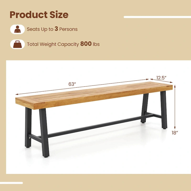 Banc d'extérieur long Costway 63 en bois d'acacia pour 3 personnes maximum - Voir détails
