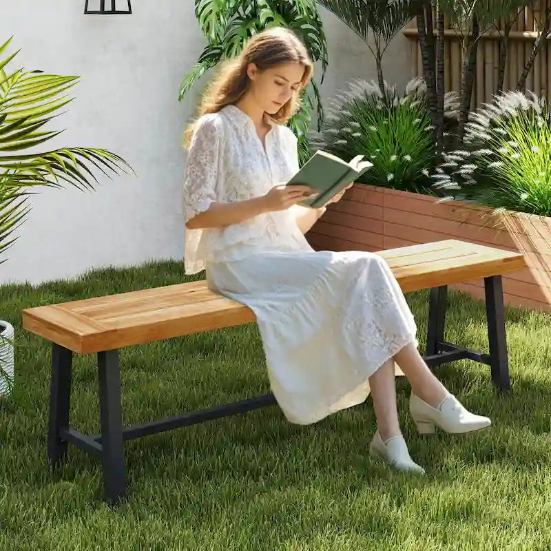 Banc d'extérieur long Costway 63 en bois d'acacia pour 3 personnes maximum - Voir détails
