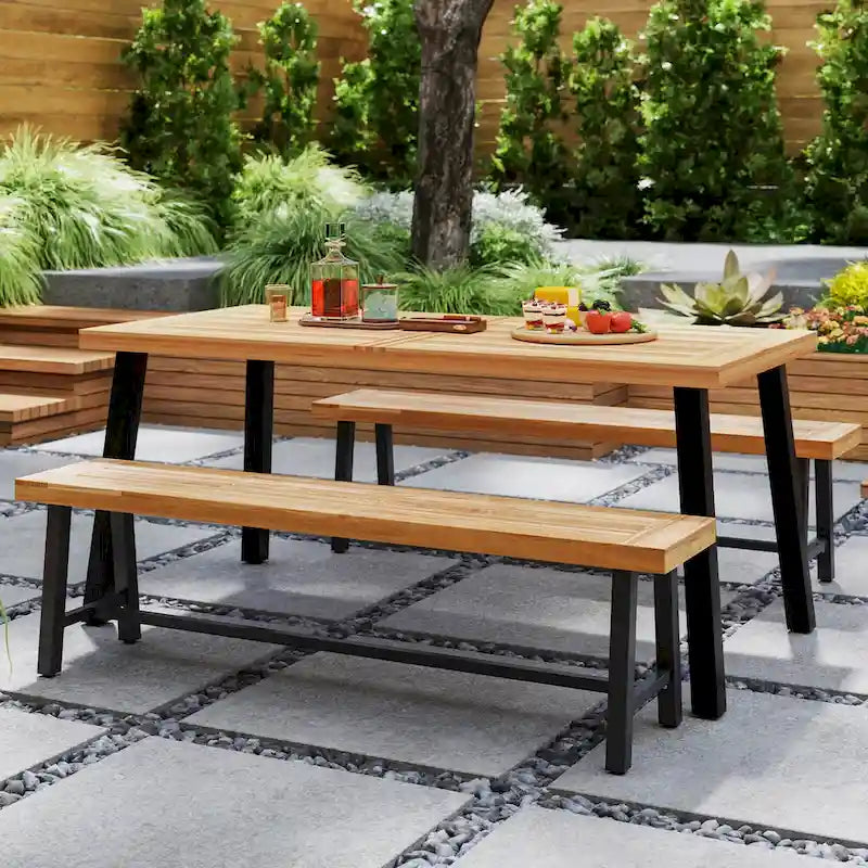Banc d'extérieur long Costway 63 en bois d'acacia pour 3 personnes maximum - Voir détails