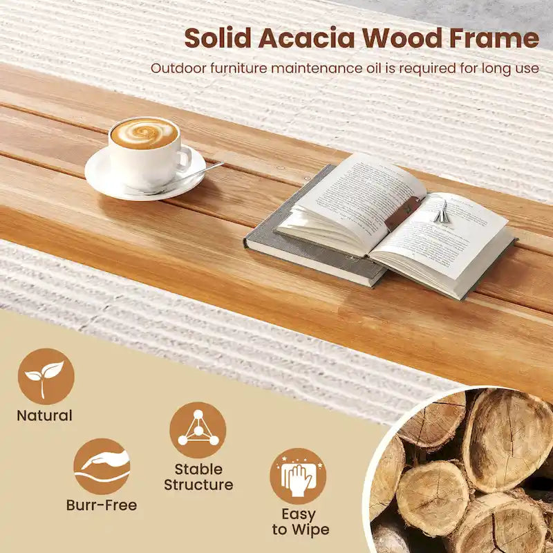 Banc d'extérieur long Costway 63 en bois d'acacia pour 3 personnes maximum - Voir détails