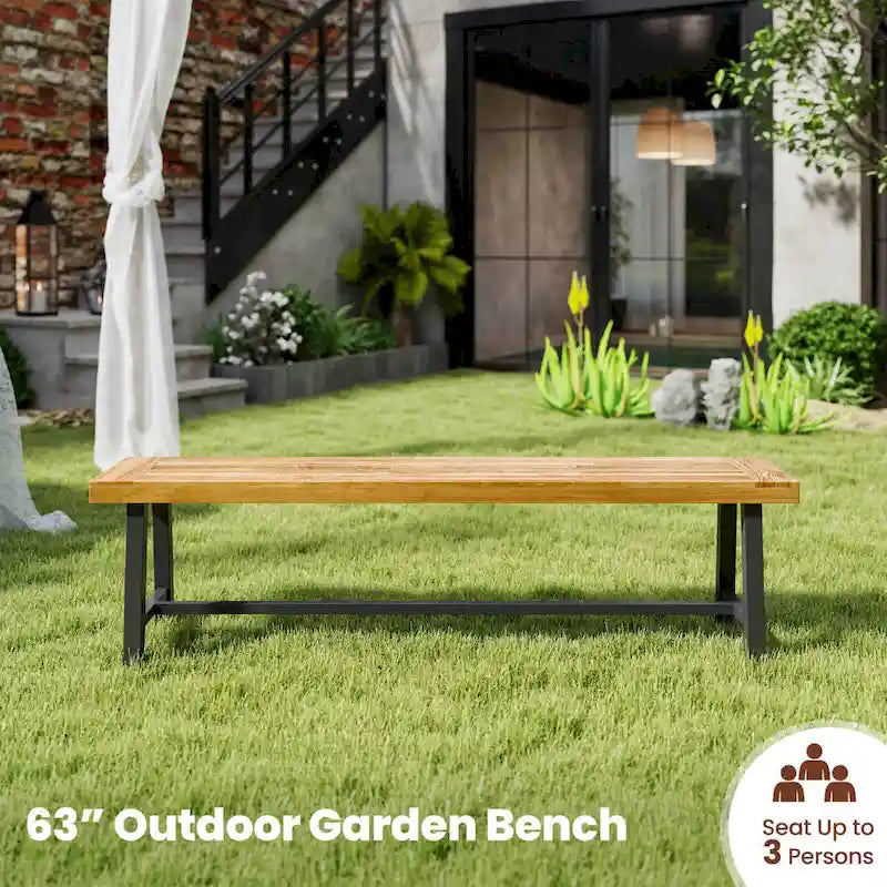 Banc d'extérieur long Costway 63 en bois d'acacia pour 3 personnes maximum - Voir détails