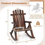 Costway 1/2 PCS Fauteuil à Bascule d'Extérieur Adirondack pour Adultes en Bois Massif