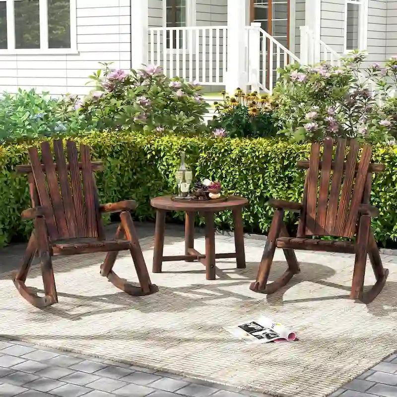 Costway 1/2 PCS Fauteuil à Bascule d'Extérieur Adirondack pour Adultes en Bois Massif