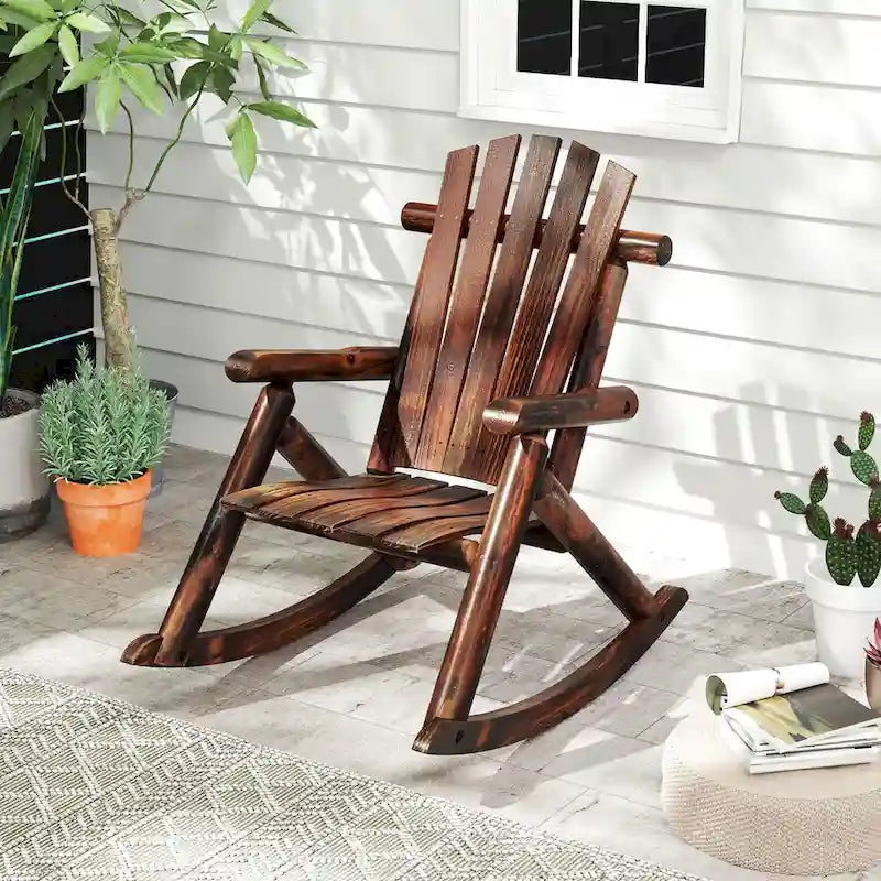 Costway 1/2 PCS Fauteuil à Bascule d'Extérieur Adirondack pour Adultes en Bois Massif