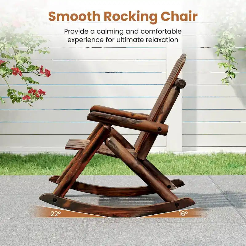 Costway 1/2 PCS Fauteuil à Bascule d'Extérieur Adirondack pour Adultes en Bois Massif