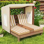 Chaise longue double Costway pour enfants avec porte-gobelets