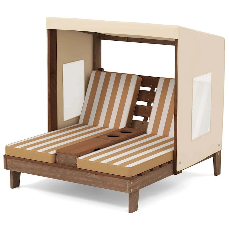 Chaise longue double Costway pour enfants avec porte-gobelets