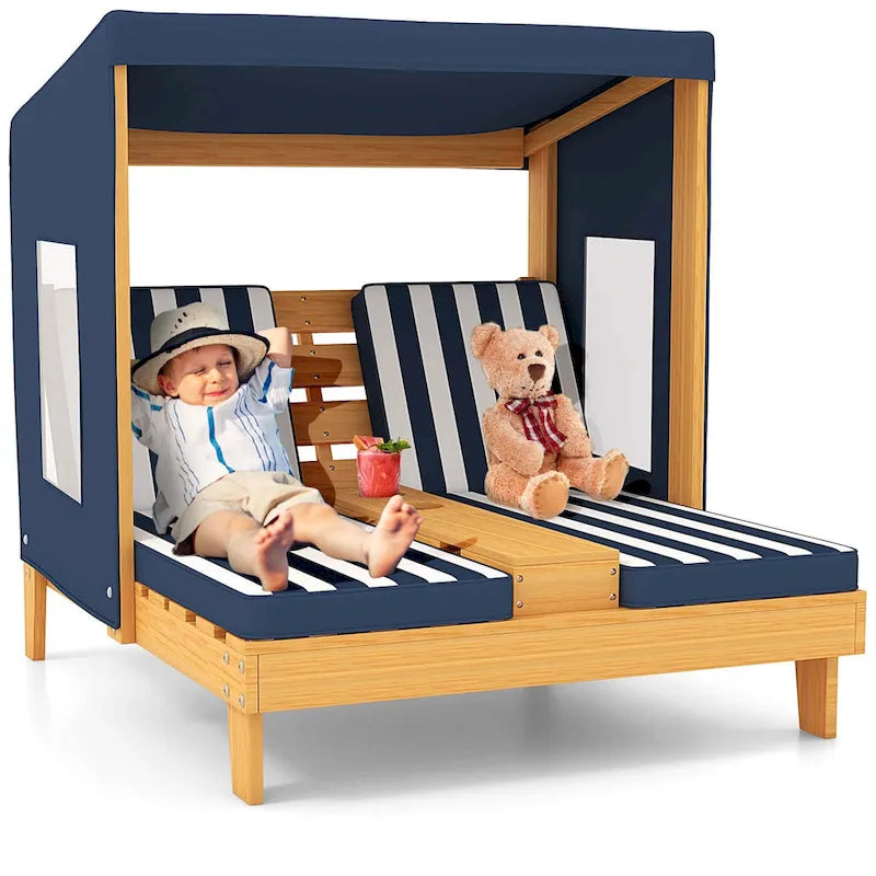 Chaise longue double Costway pour enfants avec porte-gobelets