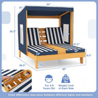 Chaise longue double Costway pour enfants avec porte-gobelets