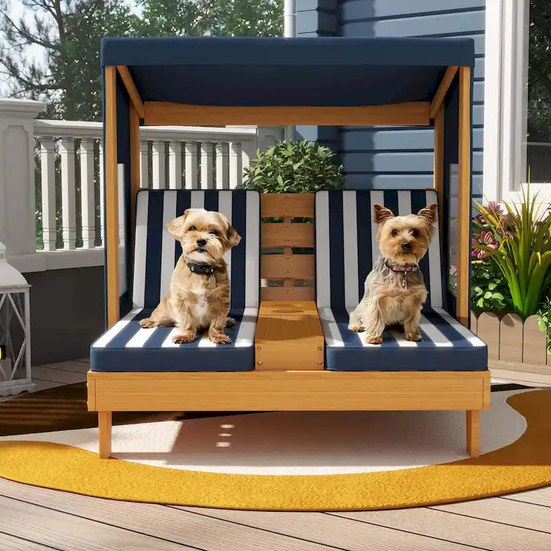 Chaise longue double Costway pour enfants avec porte-gobelets
