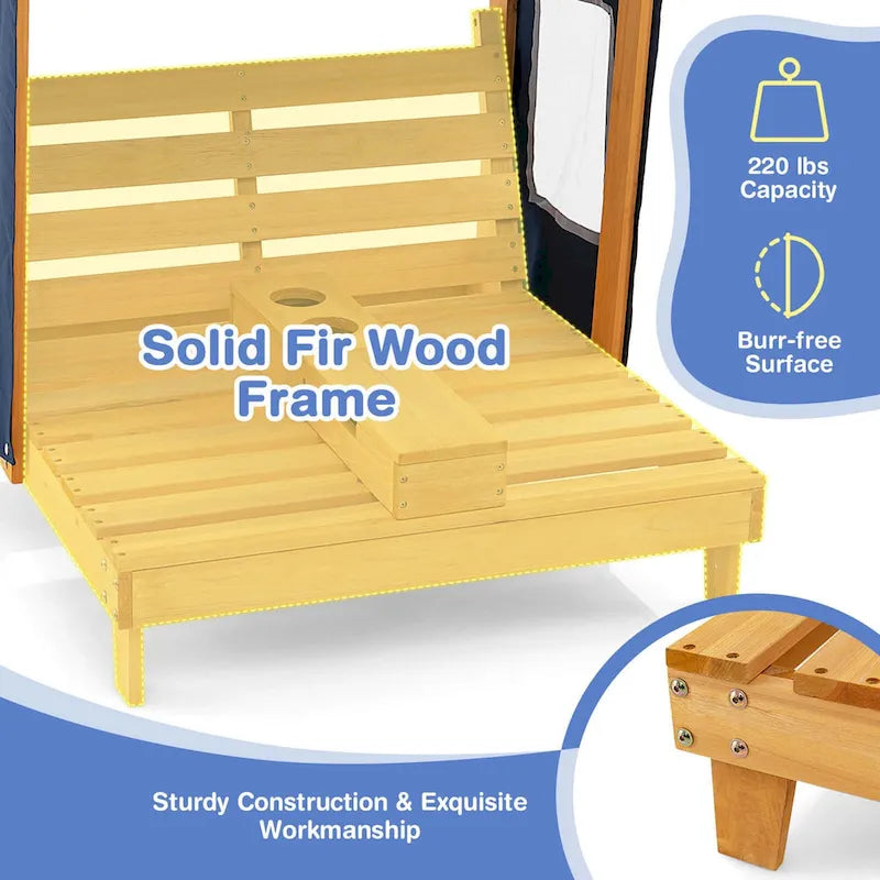 Chaise longue double Costway pour enfants avec porte-gobelets