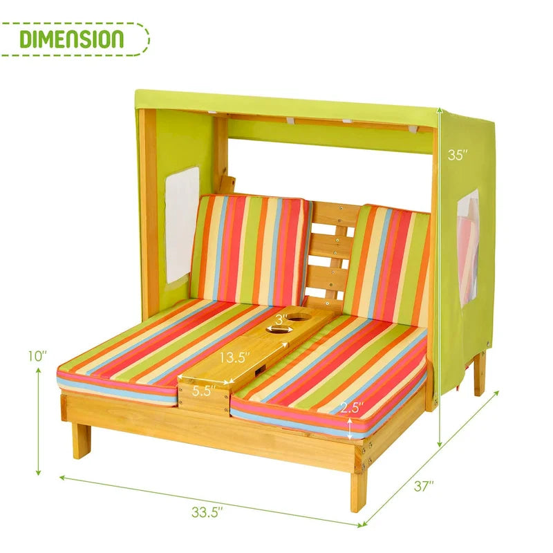 Chaise longue double Costway pour enfants avec porte-gobelets