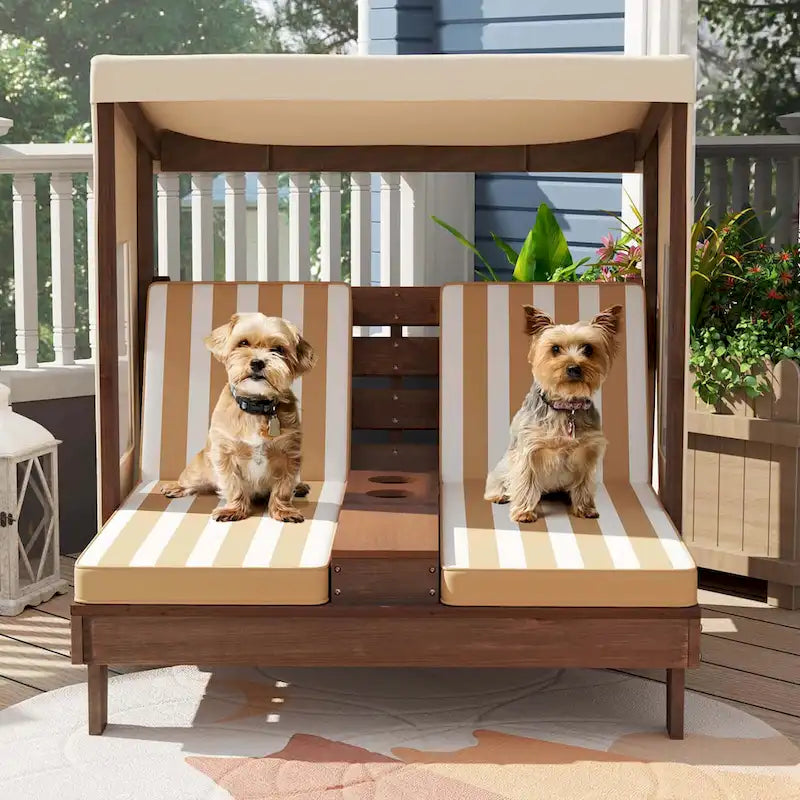 Chaise longue double Costway pour enfants avec porte-gobelets
