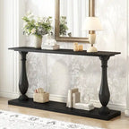 Console de table vintage avec placage de pin et pieds en forme de vase pour salon, bureau, entrée, chambre