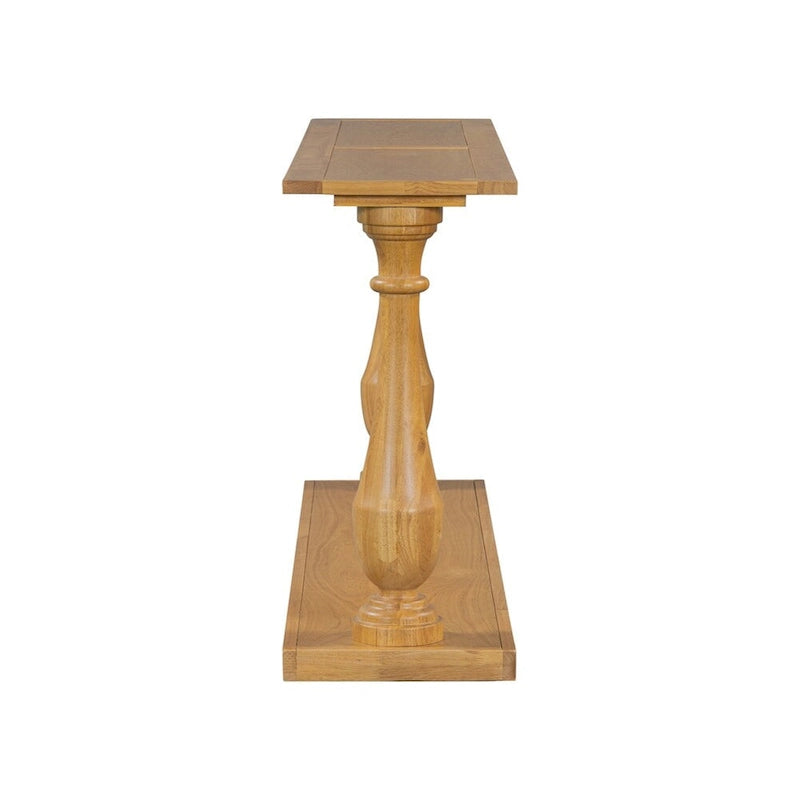 Console de table vintage avec placage de pin et pieds en forme de vase pour salon, bureau, entrée, chambre