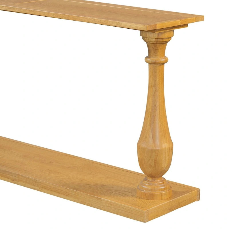 Console de table vintage avec placage de pin et pieds en forme de vase pour salon, bureau, entrée, chambre