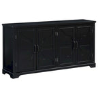 Buffet en bois de style campagnard avec portes et pieds en pin, 4 poignées en métal, pour couloir, entrée, salon, salle à manger