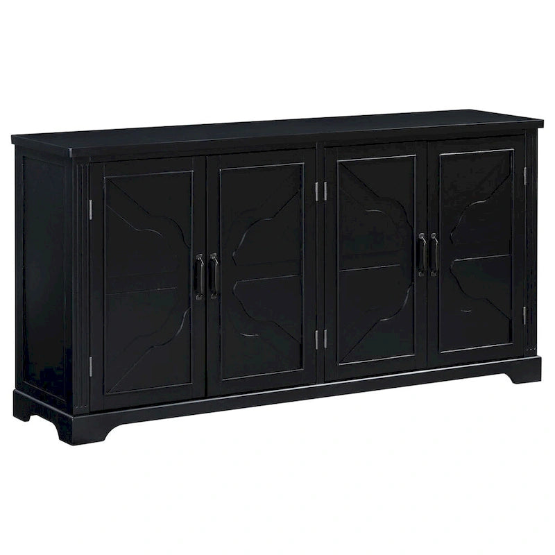 Buffet en bois de style campagnard avec portes et pieds en pin, 4 poignées en métal, pour couloir, entrée, salon, salle à manger