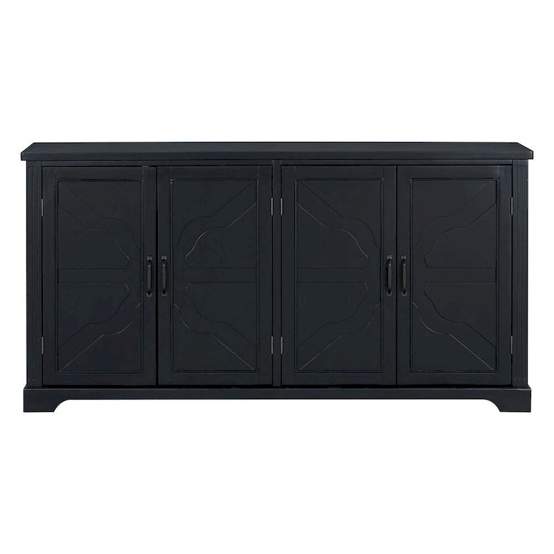Buffet en bois de style campagnard avec portes et pieds en pin, 4 poignées en métal, pour couloir, entrée, salon, salle à manger