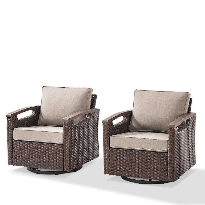Fauteuil pivotant d'extérieur 360° avec coussin beige
