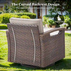 Fauteuil pivotant d'extérieur 360° avec coussin beige