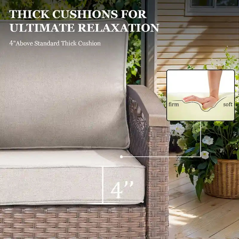 Fauteuil pivotant d'extérieur 360° avec coussin beige