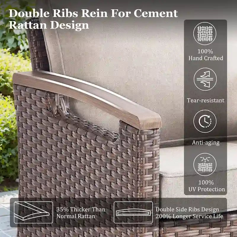 Fauteuil pivotant d'extérieur 360° avec coussin beige