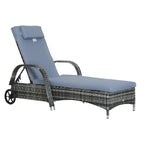 Chaise longue d'extérieur en rotin PE, transat de piscine avec coussin et oreiller pour piscine, terrasse, jardin