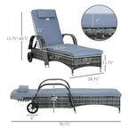 Chaise longue d'extérieur en rotin PE, transat de piscine avec coussin et oreiller pour piscine, terrasse, jardin