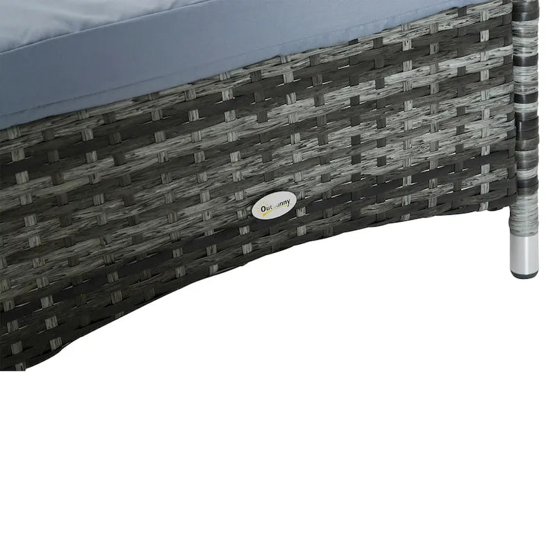 Chaise longue d'extérieur en rotin PE, transat de piscine avec coussin et oreiller pour piscine, terrasse, jardin