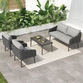 Salon de jardin en métal 4 pièces avec coussins profonds pour l'extérieur