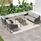 Salon de jardin en métal 4 pièces avec coussins profonds pour l'extérieur