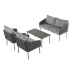 Salon de jardin en métal 4 pièces avec coussins profonds pour l'extérieur