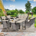 Ensembles de meubles de patio extérieur en osier 12 pièces avec fauteuils à bascule pivotants