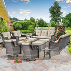 12 Piece Wicker Outdoor Patio Furniture Sets with Swivel Rocker Chairs